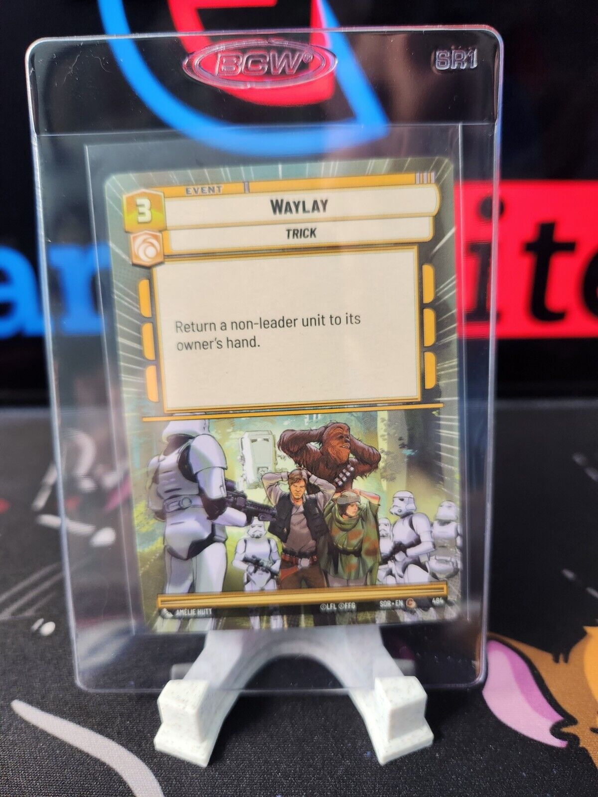Graded Card Slab Display Stand Small Marble White PSA TAG