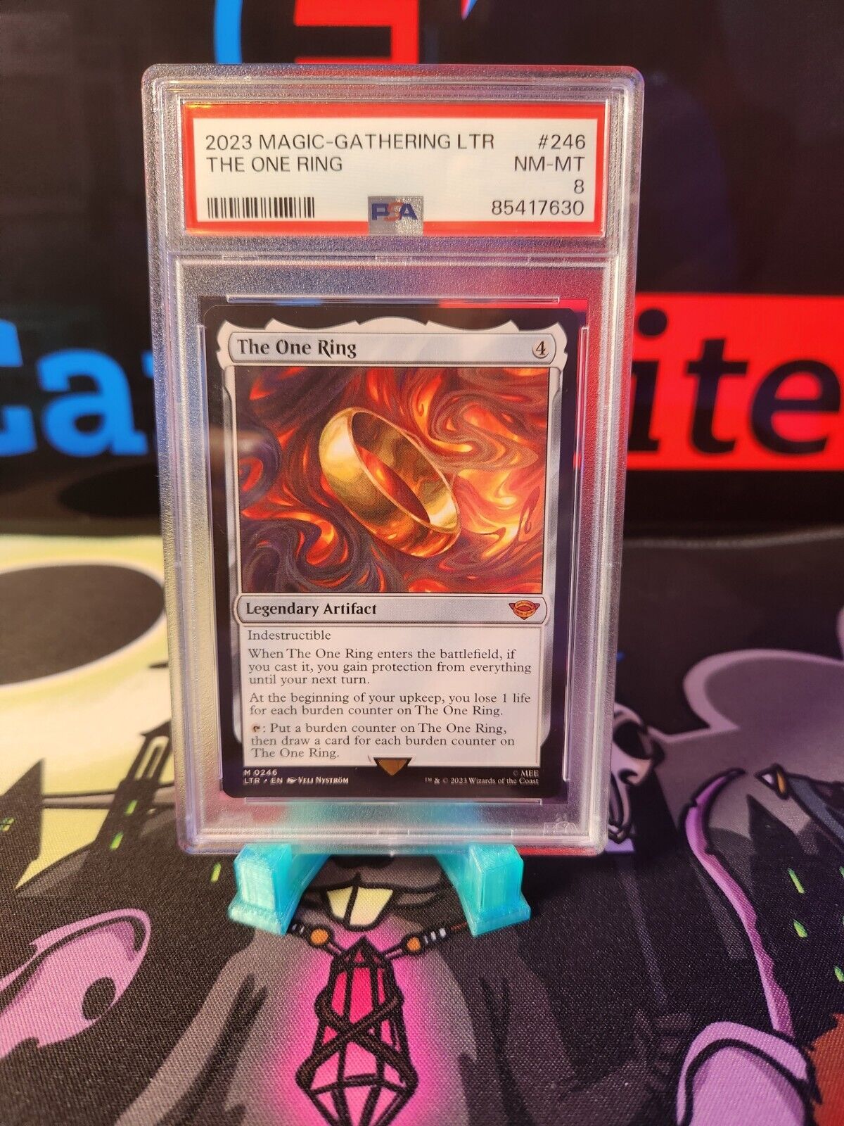Graded Card Slab Display Stand Small Translucent Blue PSA TAG