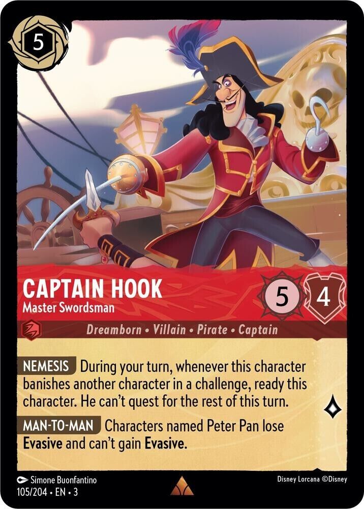 Captain Hook Master Swordsman Non-Foil Disney Lorcana