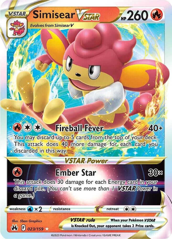 Pokemon Simisear VSTAR 023/159 Crown Zenith Holo (NM) PKM