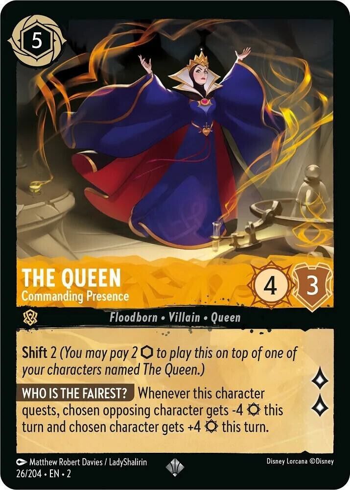 The Queen Commanding Pre. Non-Foil Disney Lorcana 26/204 Rise of the Floodborn