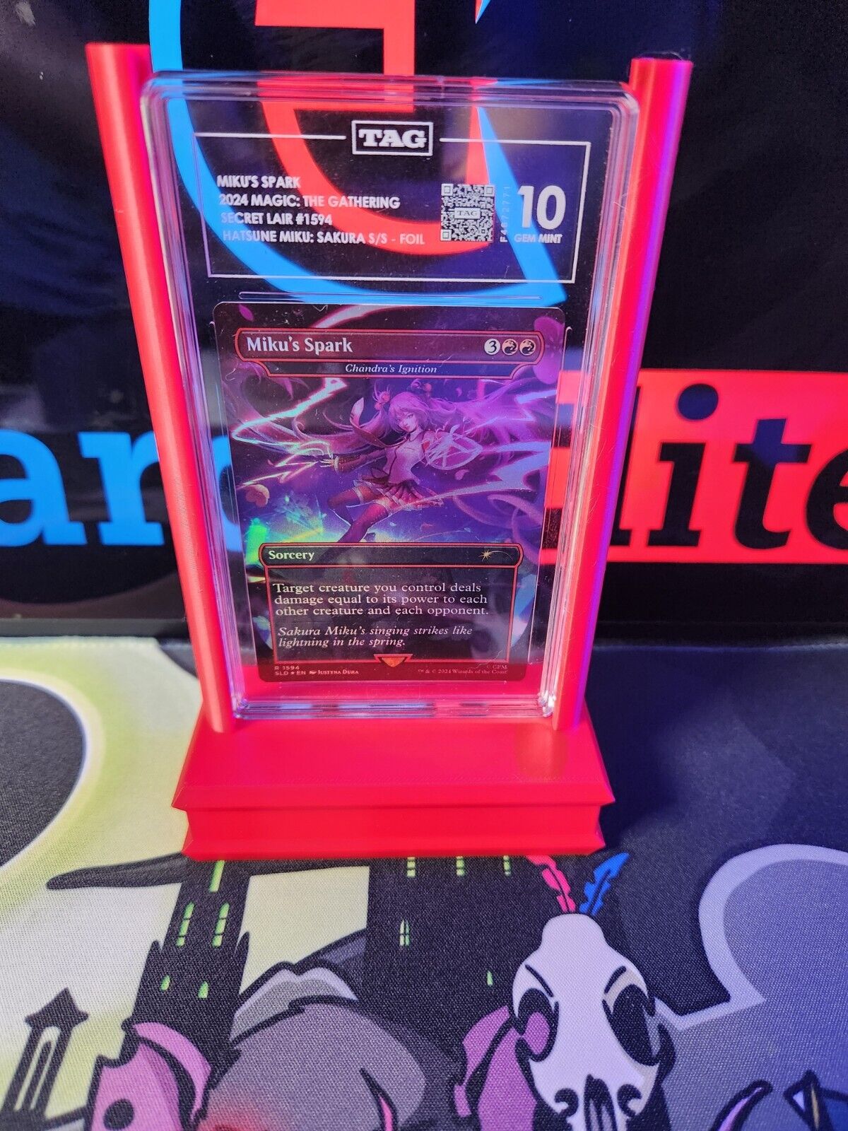 Graded Card Slab Display Stand Red PSA TAG