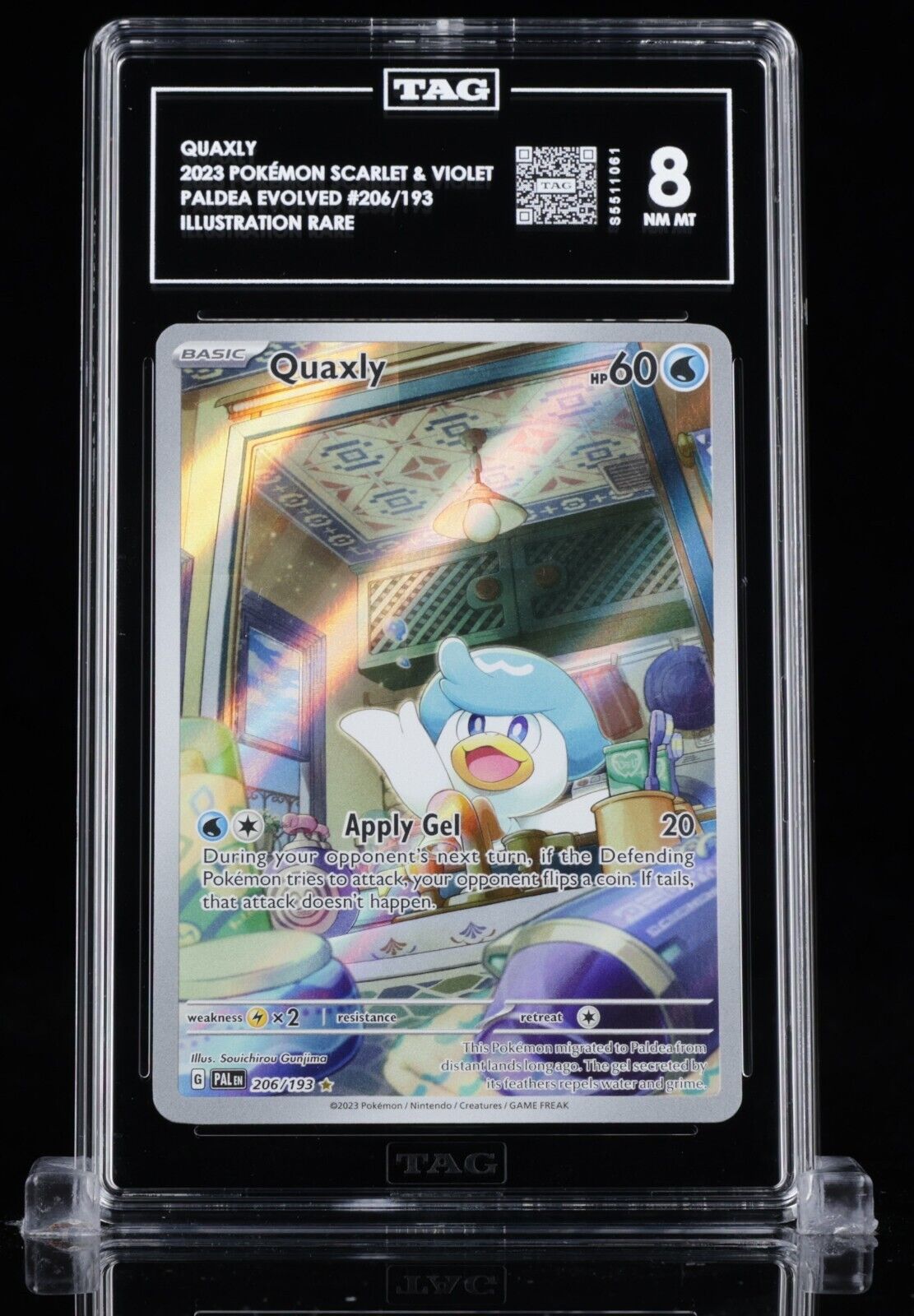 Pokemon TAG 8 MT Quaxly #206/193 Illustration Rare Paldea Evolved Graded