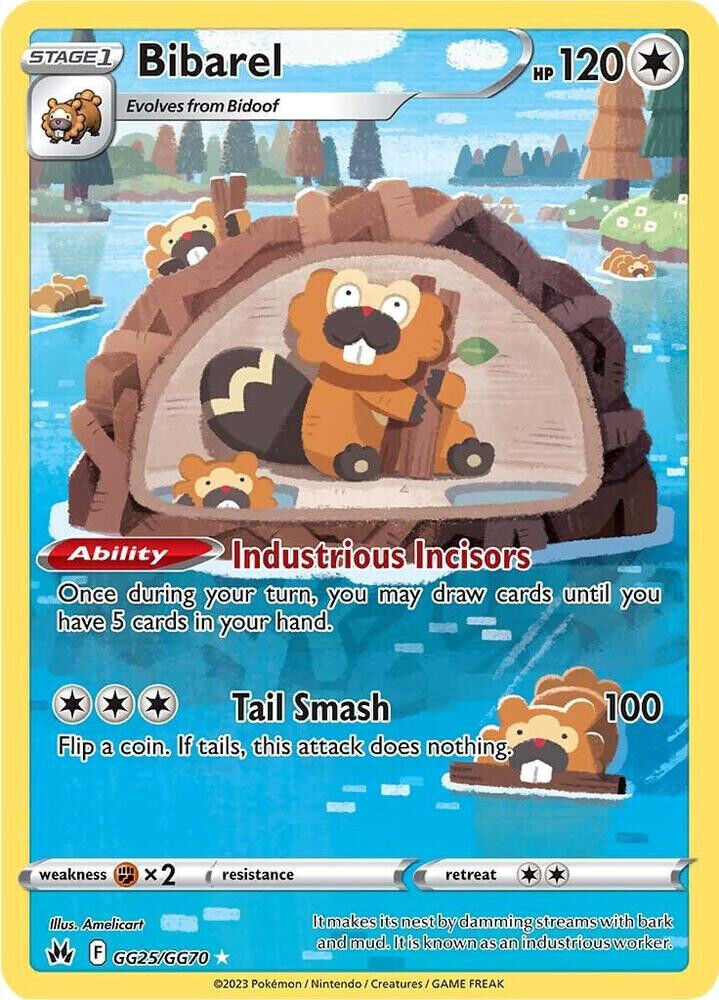 Bibarel GG25/GG70 Crown Zenith: Galarian Gallery Holo NM PKM