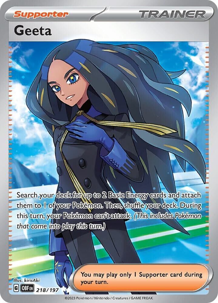 Pokemon Geeta 218/197 Obsidian Flames Ultra Rare Holo NM Trainer supporter PKM