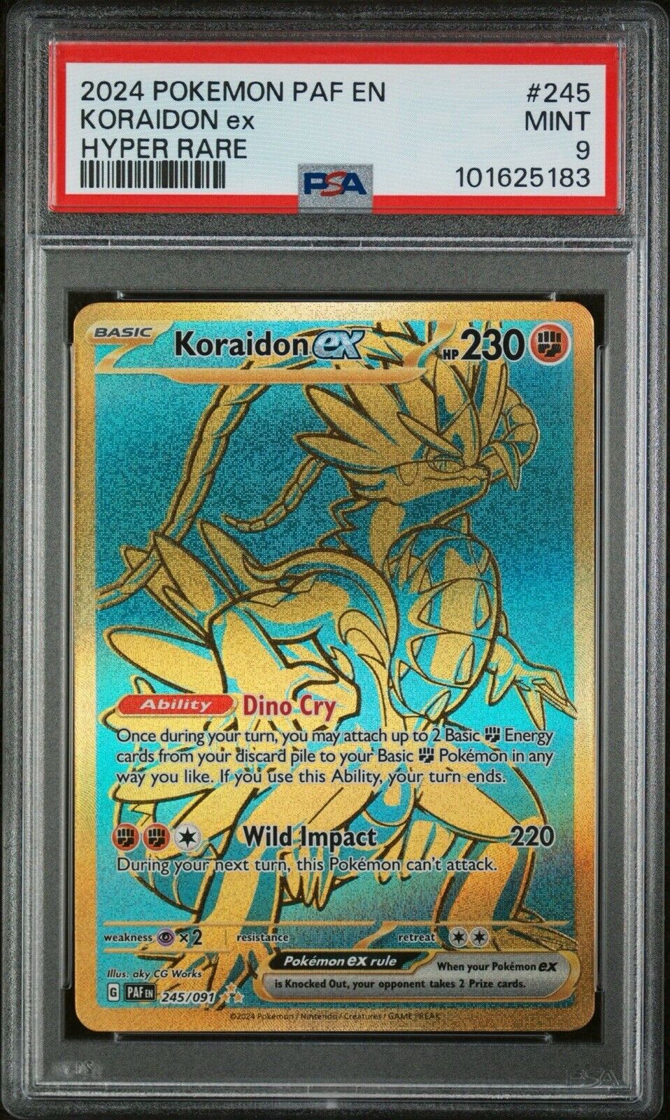 2023 Pokemon Obsidian Flames #124 Koraidon EX-Holo Double Rare PSA 9