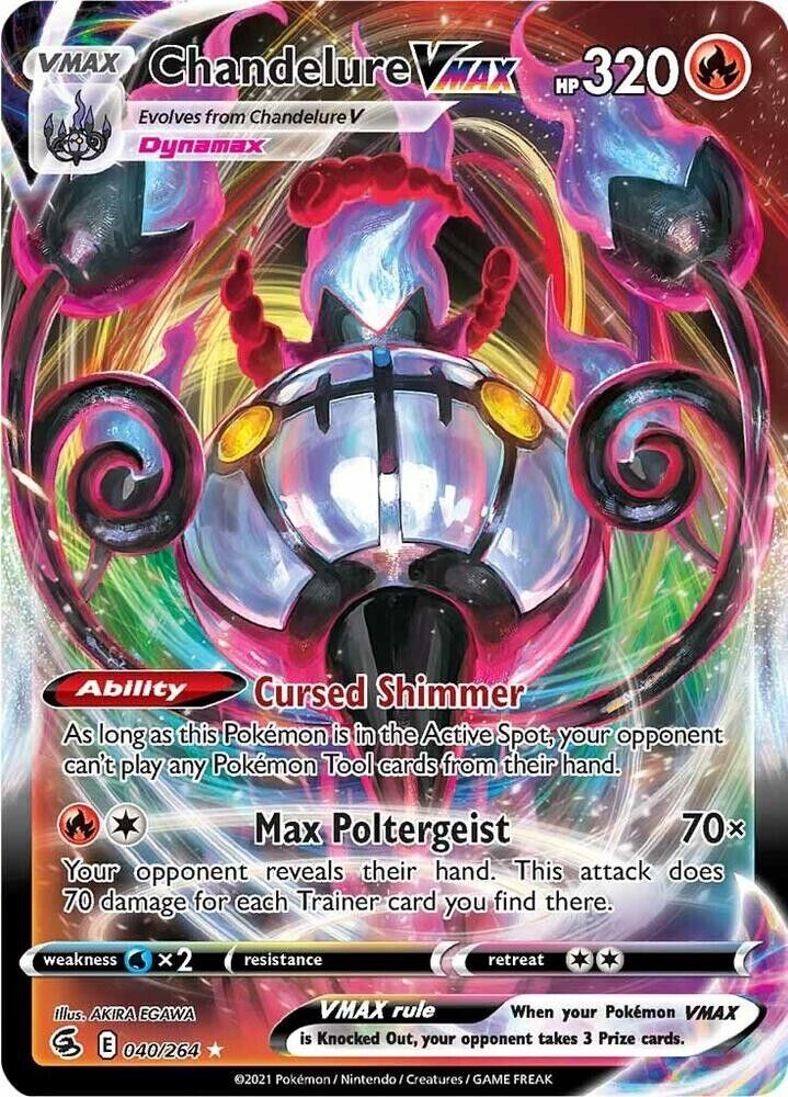 Chandelure VMAX 040/264 Swsh08: Fusion Strike Holo NM Pokemon PKM