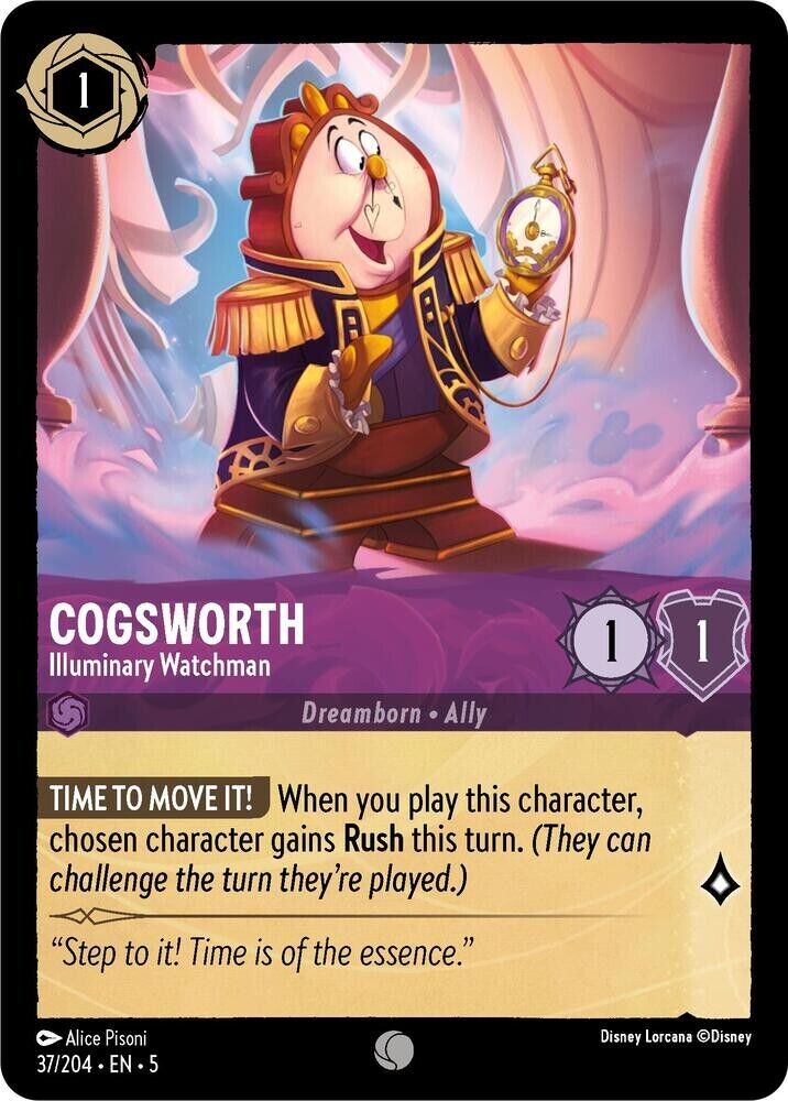 Cogsworth Illuminary Watchman Cold Foil Disney Lorcana 37/204