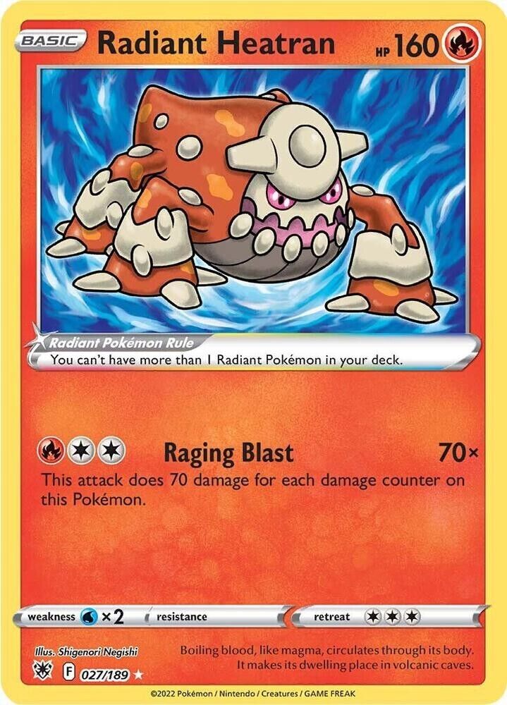 Radiant Heatran 027/189 Swsh10: Astral Radiance Holo NM Pokemon PKM