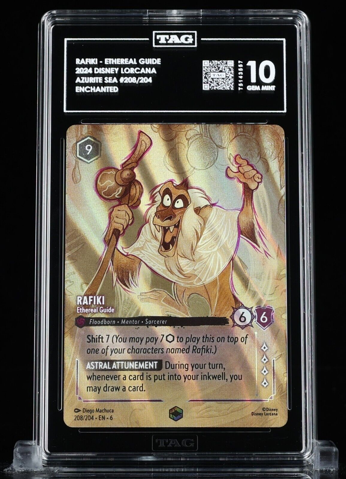 Disney Lorcana TAG 10 RAFIKI ETHEREAL GUIDE The Lion King Enchanted #208/204 PSA