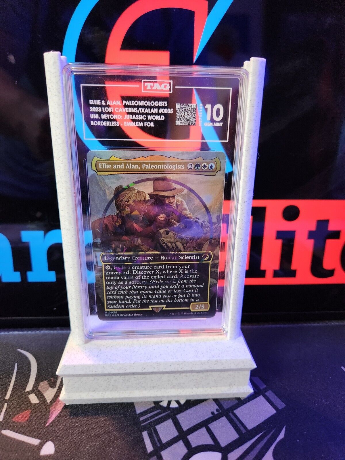 Graded Card Slab Display Stand Marble White PSA TAG