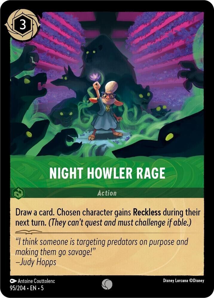 Night Howler Rage Cold Foil Disney Lorcana 95/204 Shimmering Skies