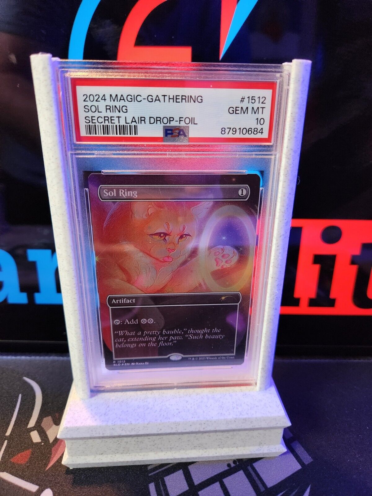 Graded Card Slab Display Stand Marble White PSA TAG