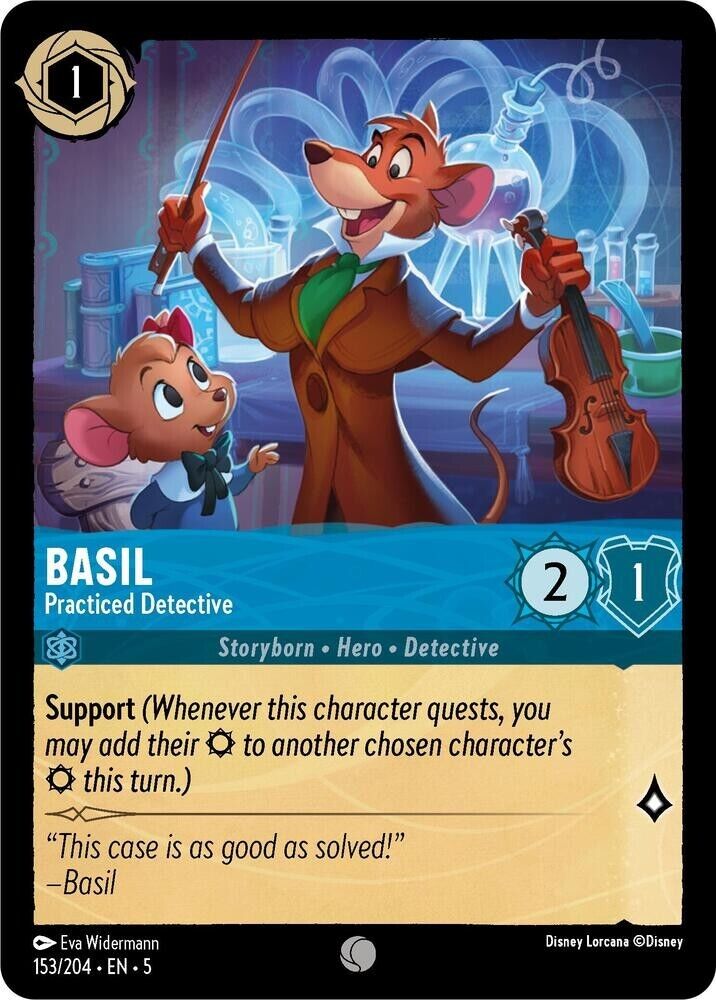 Basil Practiced Detective Cold Foil Disney Lorcana 153/204 Shimmering Skies
