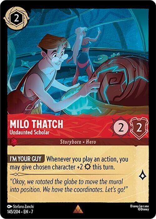 Milo Thatch Undaunted Scholar Non-Foil Disney Lorcana 145/204 Archazia's Island