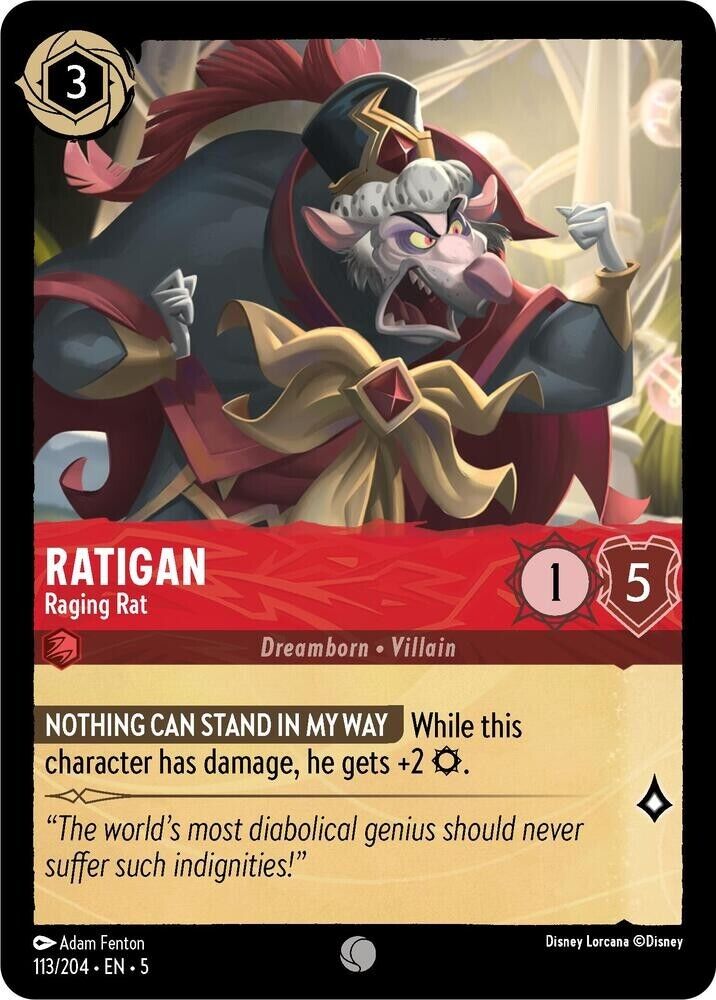Ratigan Raging Rat Cold Foil Disney Lorcana 113/204