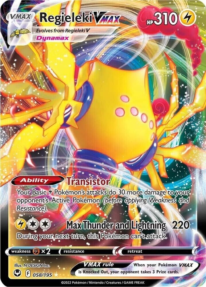 Regieleki VMAX 058/195 Swsh12: Sword & Shield - Silver Tempest Holo Pokemon NM
