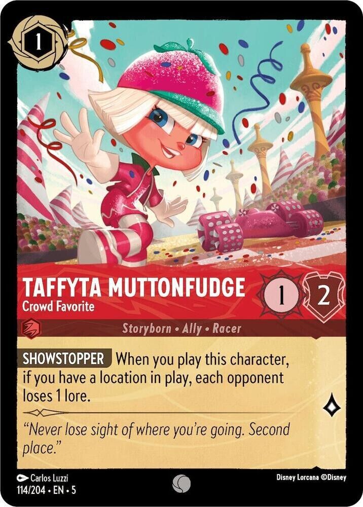 Taffyta Muttonfudge Crowd Fav. Cold Foil Disney Lorcana 114/204 Shimmering Skies