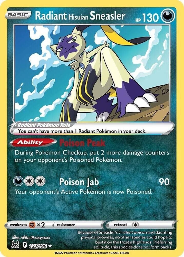 Radiant Hisuian Sneasler 123/196 Swsh11: Lost Origin Holo Pokemon NM PKM