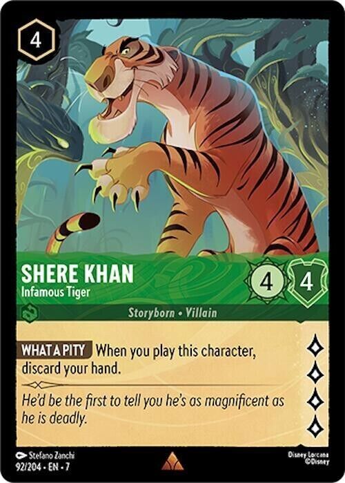 Shere Khan Infamous Tiger Non-Foil Disney Lorcana 92/204 Archazia's Island