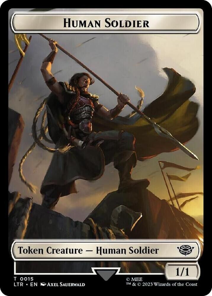 Human Soldier (0015) || Food (0023) Double-Sided Token (Surge Foil) MTG