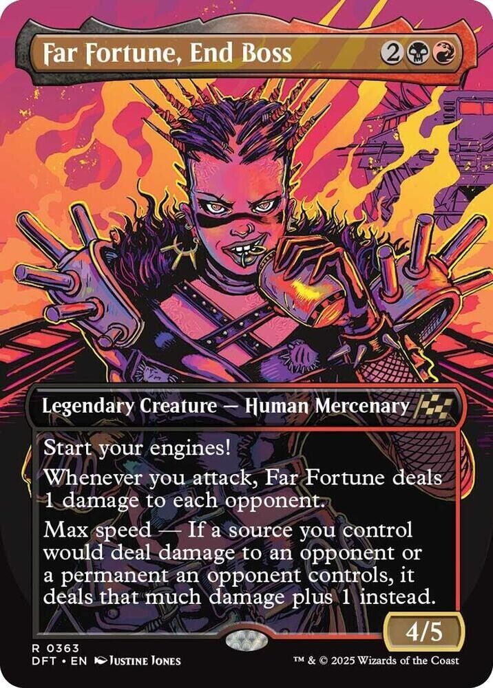 Far Fortune, End Boss (Borderless) (Non-Foil) Aetherdrift MTG