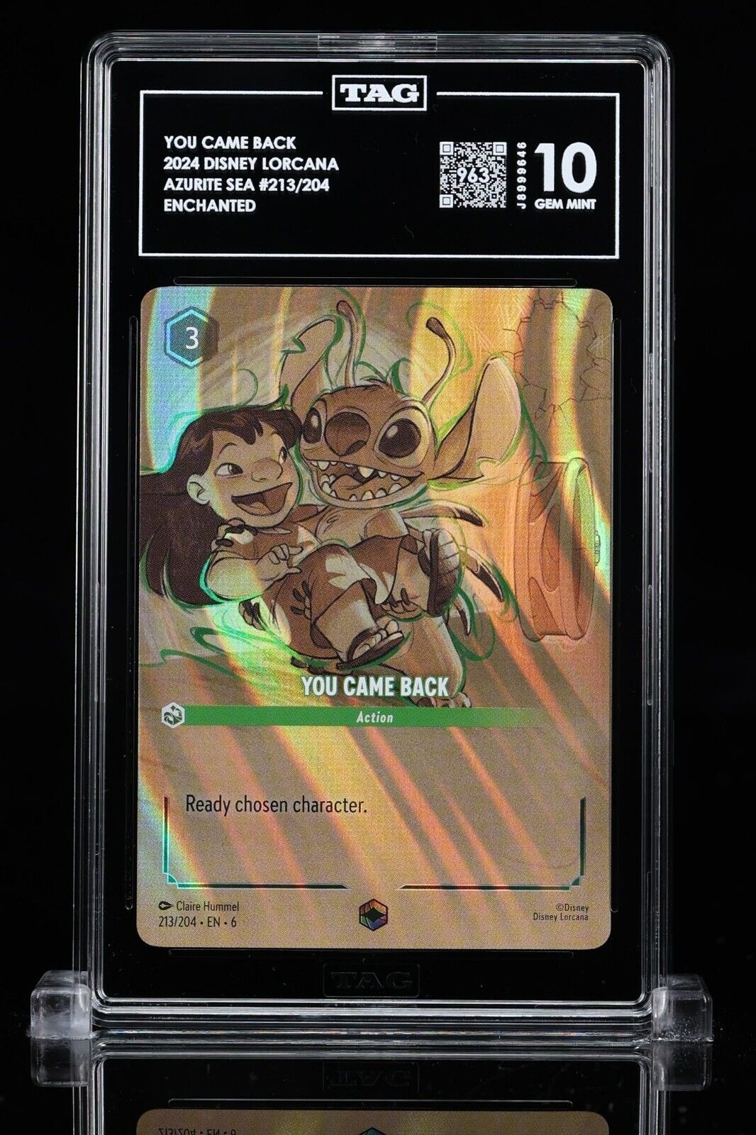 Disney Lorcana TAG 10 YOU CAME BACK Lilo & Stitch Enchanted #213/204 PSA