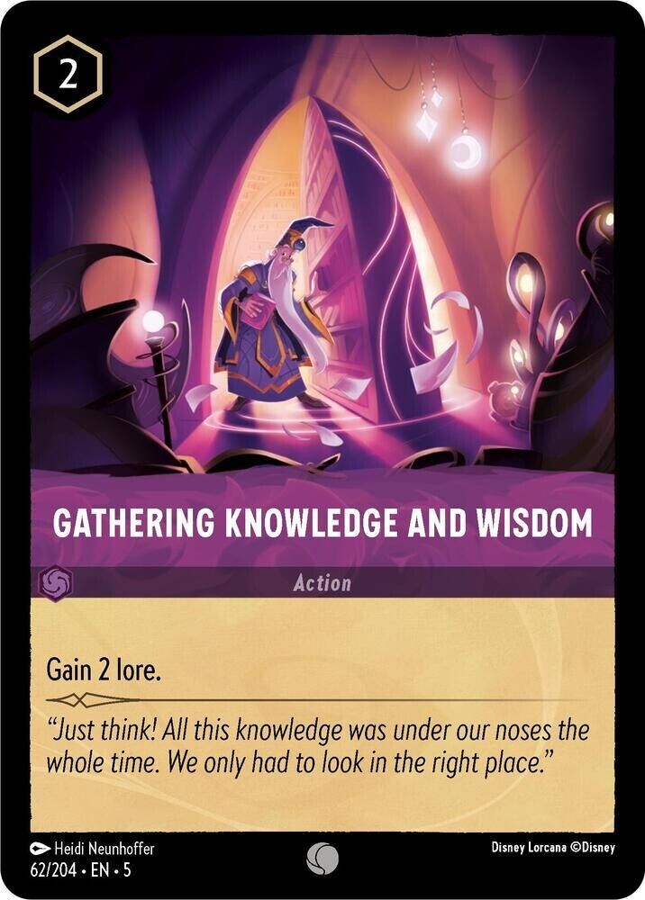 Gathering Knowledge and Wisdom Cold Foil Disney Lorcana 62/204 Shimmering Skies