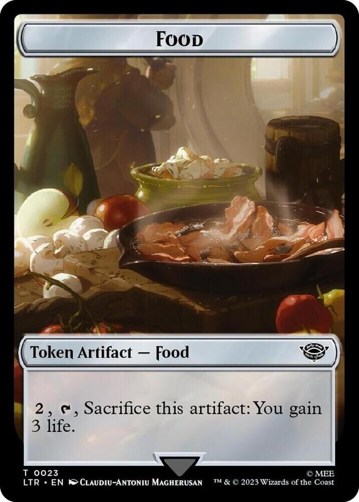 Human Soldier (0014) || Food (0023) Double-Sided Token (Surge Foil) MTG