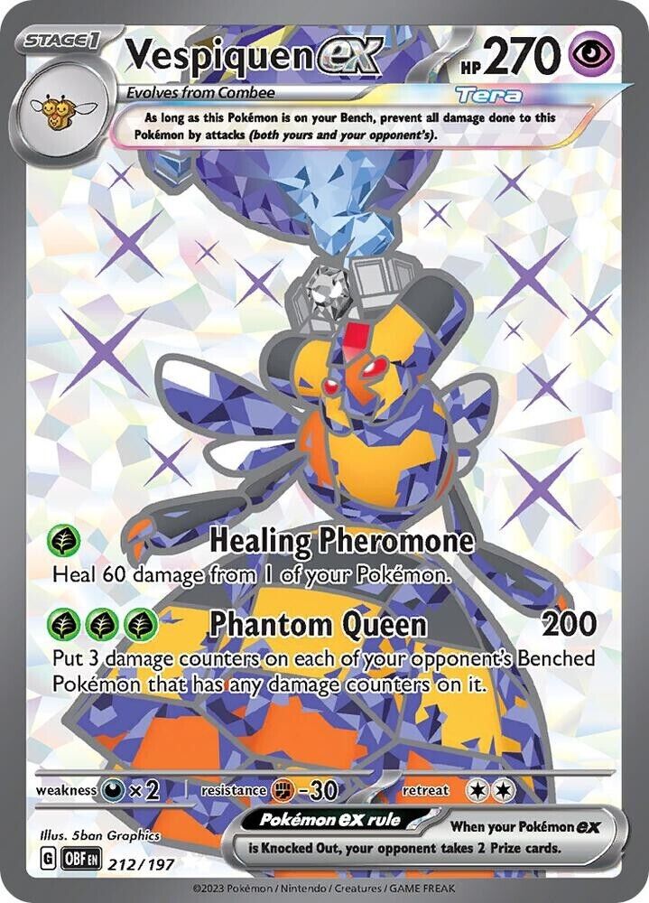 Vespiquen ex 212/197 Sv03: Obsidian Flames Holo (MN) Pokemon PKM