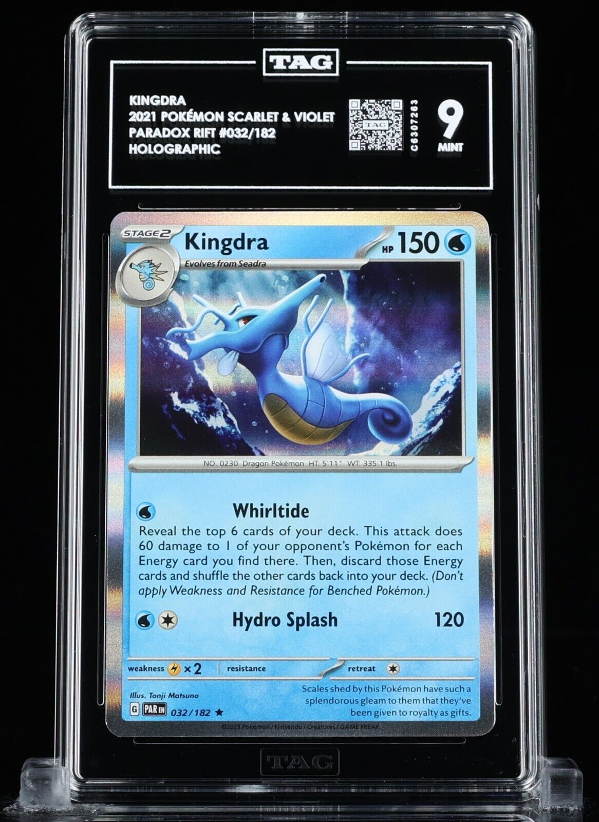 Pokemon TAG 9 MT Kingdra 032/114 Holo Paradox Rift 2021 Graded Slab Mint