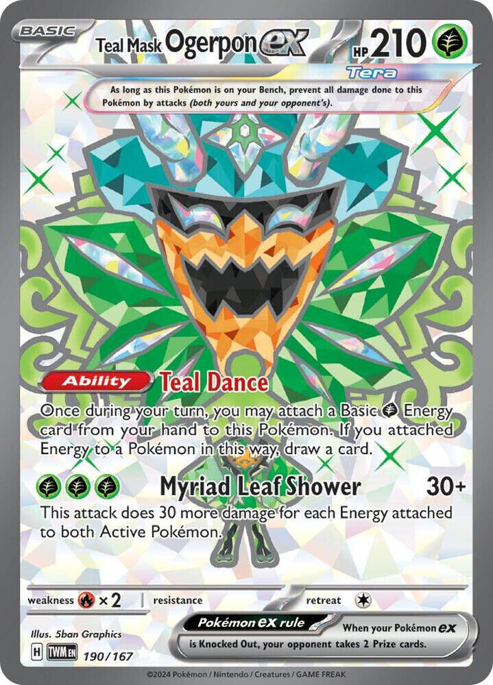 Teal Mask Ogerpon ex 190/167 Sv06: Twilight Masquerade Holo Pokemon NM PKM