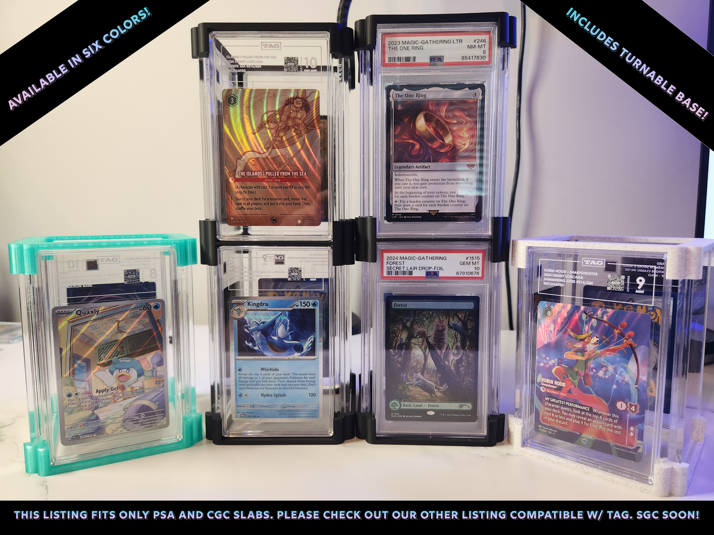 Graded Card Stand - Compatible with PSA/CGC - Turnable 360 Display - SlabTower
