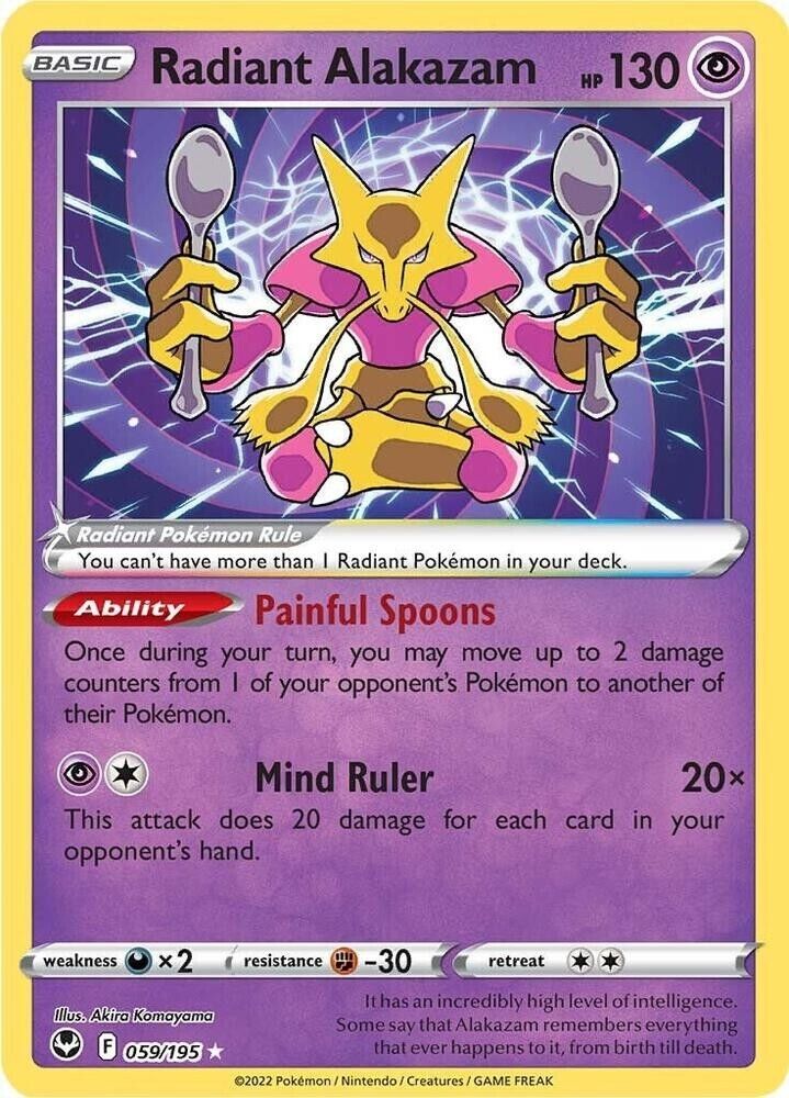 Radiant Alakazam 059/195 Swsh12: Sword & Shield - Silver Tempest Holo Pokemon NM