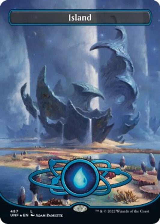 Island (487) (Borderless) (Galaxy Foil) MTG