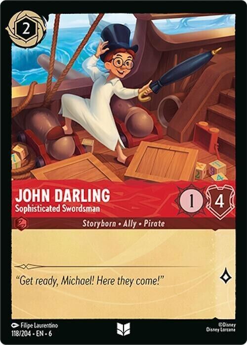 John Darling Sophisticated Swordsman Cold Foil Disney Lorcana 118/204