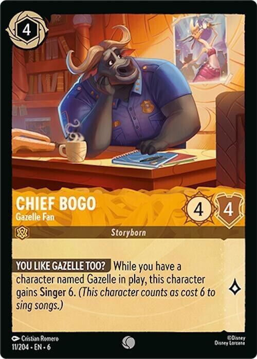 Chief Bogo Gazelle Fan Cold Foil Disney Lorcana 11/204 Azurite Sea