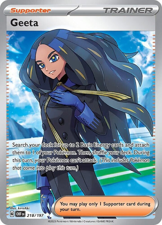 Pokemon Geeta 218/197 Obsidian Flames Ultra Rare Holo NM Trainer supporter PKM