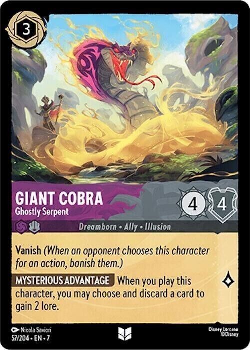 Giant Cobra Ghostly Serpent Cold Foil Disney Lorcana 57/204 Archazia's Island