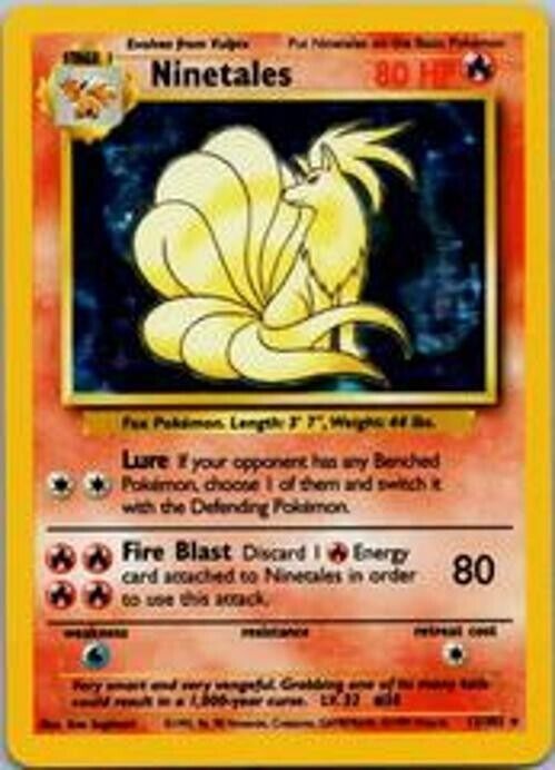 Ninetales 012/102 Base Set Holo NM Pokemon, Vintage PKM