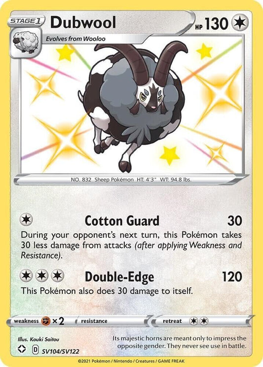 Dubwool SV104/SV122 Shining Fates: Shiny Vault Holo baby shiny pikemon nm PKM