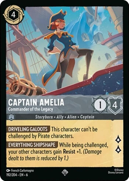 Captain Amelia Commander of the Legacy Non-Foil Disney Lorcana 192/204