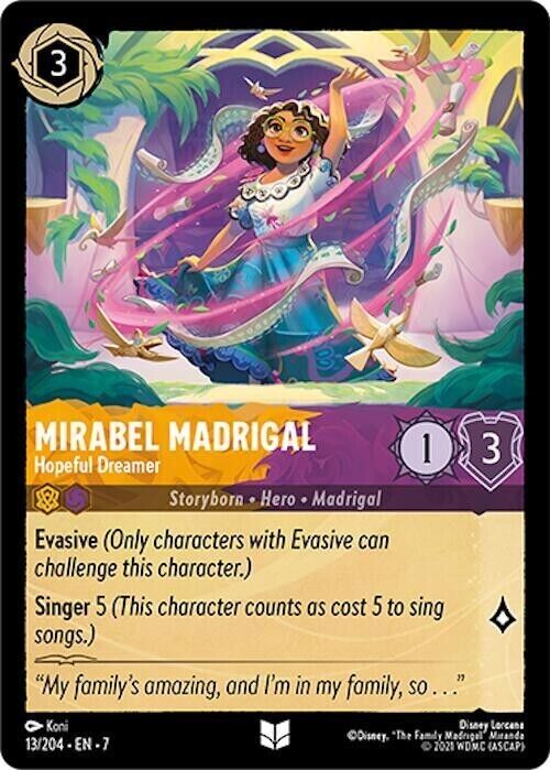 Mirabel Madrigal Hopeful Drea. Cold Foil Disney Lorcana 13/204 Archazia's Island