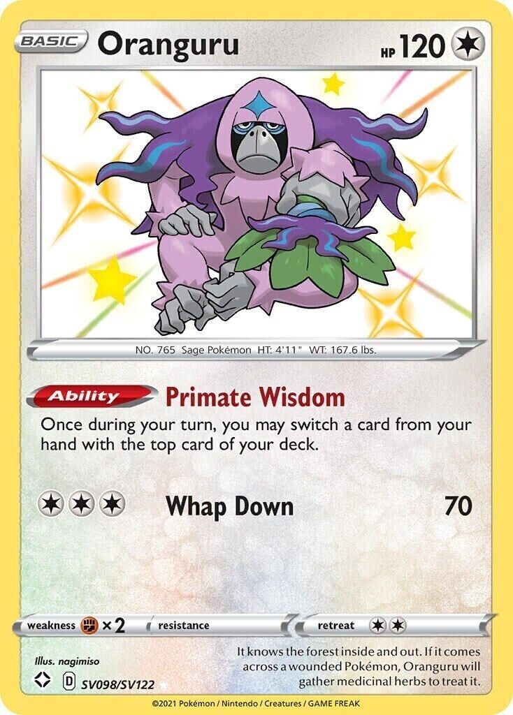 Oranguru SV098/SV122 Shining Fates: Shiny Vault Holo Pokemon NM PKM