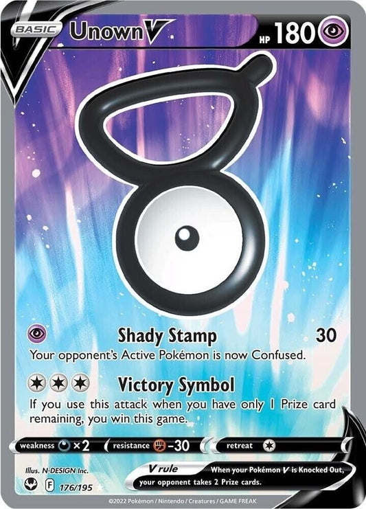Unown V (Full Art) 176/195 Swsh12: Sword & Shield - Silver Tempest Holo NM PKM