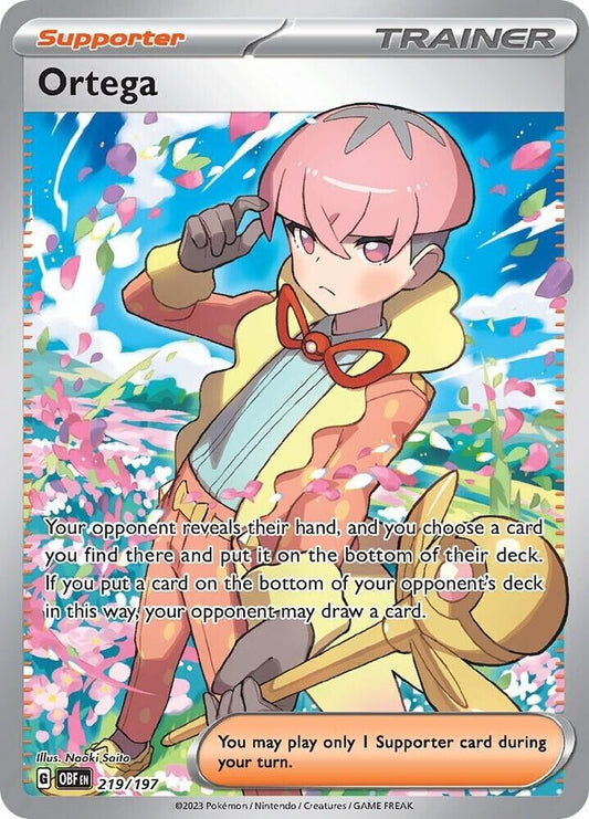 Ortega 219/197 Sv03: Obsidian Flames Holo NM Pokemon Trainer Supporter PKM