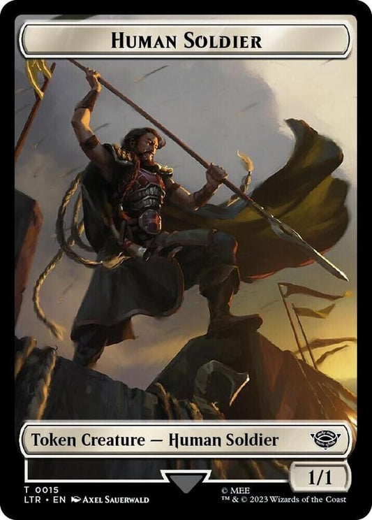 Human Soldier (0015) || Food (0023) Double-Sided Token (Surge Foil) MTG