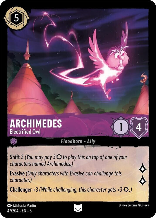Archimedes Electrified Owl Cold Foil Disney Lorcana 47/204