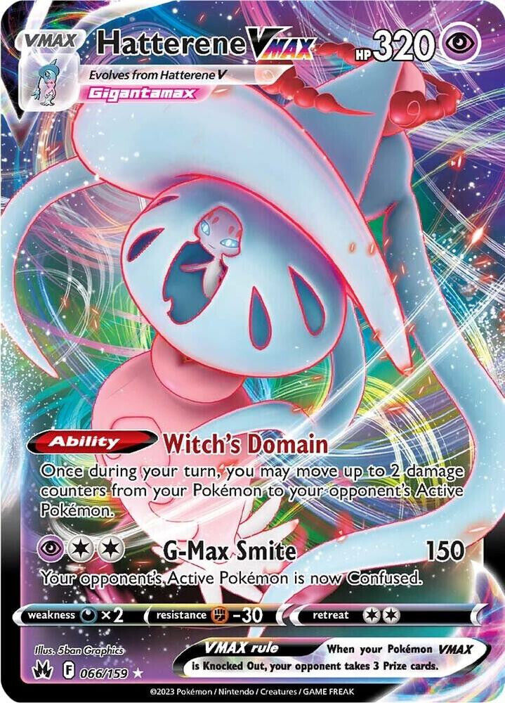 Hatterene VMAX 066/159 Crown Zenith Holo Pokemon NM PKM