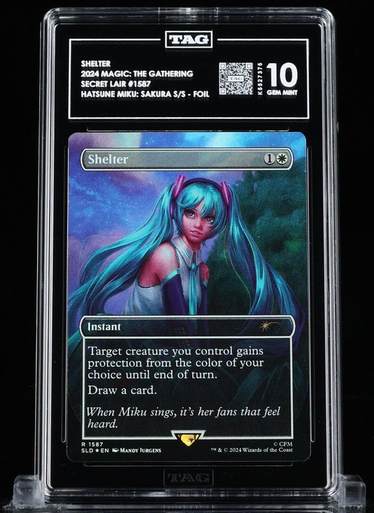 MTG TAG 10 Hatsune Miku Shelter Brdless Foil #1587 Secret Lair Sakura Superstar